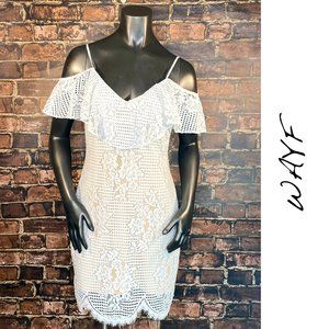 Wayf Lace Knee Length Summer Dress Ruffled Pale Blue NWT. Worn only once!!!